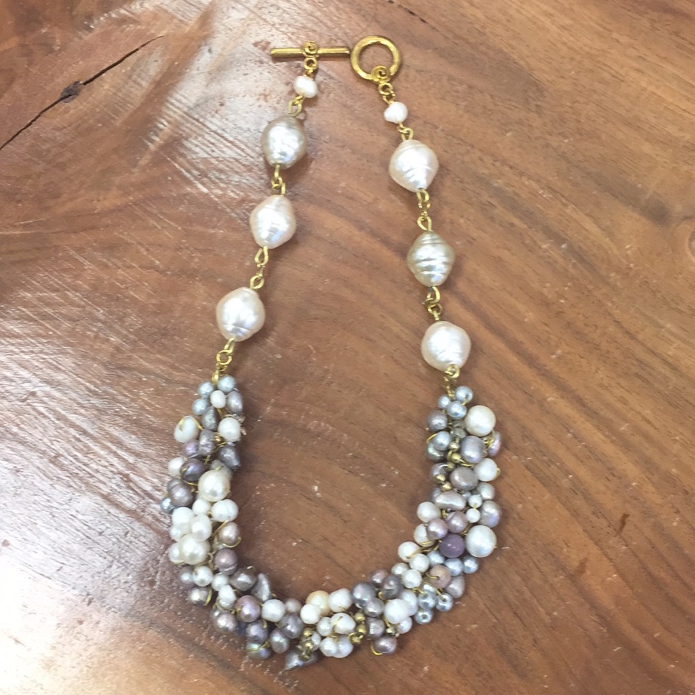 Pearl choker Retro color pearls handcrafted